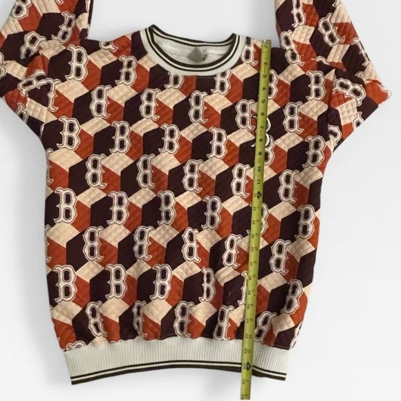MLB Korea Boston Red Sox Sweatshirt Mens Medium Brown Rust Sweater Argyle Cube - Picture 5 of 8
